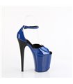 FLAMINGO-884 - Plateau High Heel Sandalette - Blau/Schwarz Lack | Pleaser