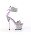 SKY-327RSI - Plateau High Heel Sandalette - Lila/Silber mit Strass | Pleaser