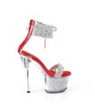SKY-327RSI - Platform high heel sandal - silver/red with rhinestones | Pleaser