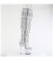 SPECTATOR-3019C-RSF - Platform Overknee Boots - Silver/Clear with Strass | Pleaser