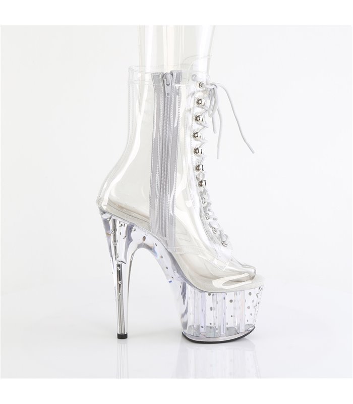 STARDUST-1021C-7 - Platform ankle boots - clear with rhinestones | Pleaser