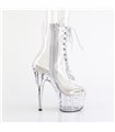 STARDUST-1021C-7 - Platform ankle boots - clear with rhinestones | Pleaser