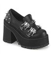 ASSAULT-38 - Low shoe with heel and skull and rivets - Black Matt | DemoniaCult