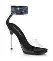 CHIC-42  - Sandalette mit Knöchelriemchen und Glitzersteinchen - Schwarz | Pleaser