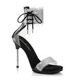 CHIC-47 - Sandalette mit Knöchelriemchen und Glitzersteinen - Schwarz | Pleaser