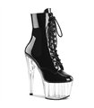 ADORE-1020 - Platform Ankle Boots - Black/Clear | Pleaser