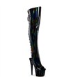 ADORE-3019HWR - Platform Overknee Boots - Black Hologram | Pleaser