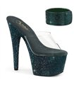 BEJEWELED-712RS - Platform mules with glitter stones - Moos green | Pleaser