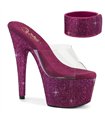 BEJEWELED-712RS - Plateau Pantolette mit Glitzersteinen - Pink/Rot | Pleaser