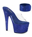 BEJEWELED-712RS - Plateau Pantolette mit Glitzersteinen - Blau | Pleaser