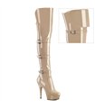 DELIGHT-3018 Plateau overknee laarzen beige lak | Pleaser