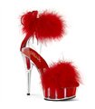 DELIGHT-624F Plateausandaal rood pluche | Pleaser
