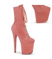 FLAMINGO-1045VEL Plateau enkellaarsjes roze velours | Pleaser