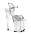 FLAMINGO-809HT Plateau Sandalette Silber/Klar Hologramm | Pleaser