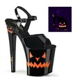 XTREME-809JOL - Plateau Sandalette - Schwarz Lack Halloween UV | Pleaser