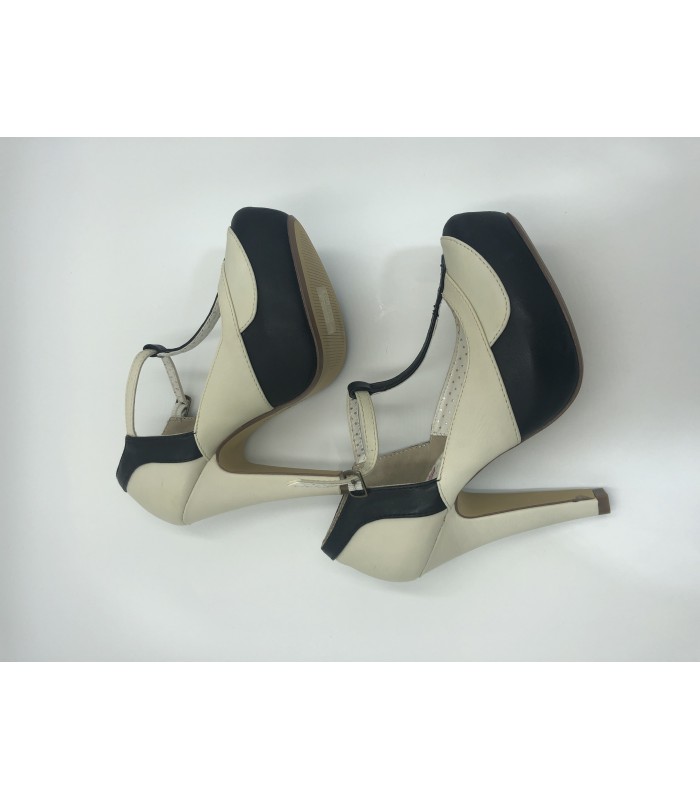 Retro Pumps BETTIE-29 - Schwarz/Creme gebraucht