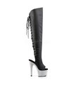 Pleaser Plateau Overknee Stiefel BEJEWELED-3019DM-7 Schwarz