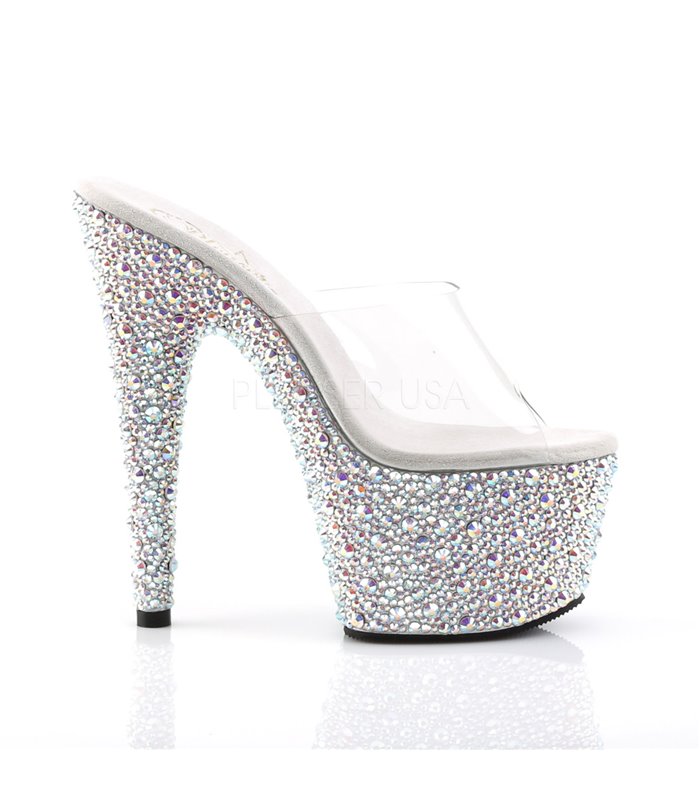 Plateau High Heels BEJEWELED-701MS - Silber