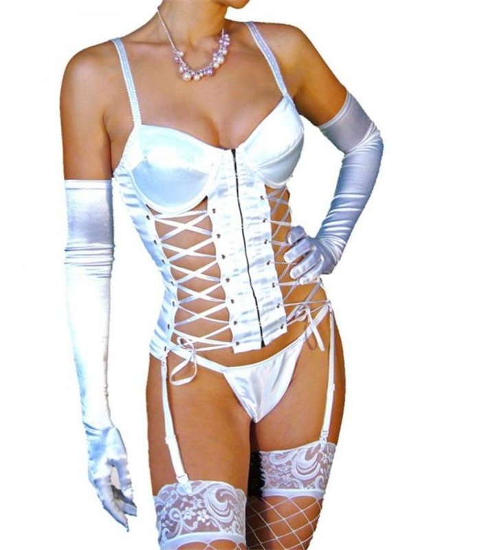 Sexy Straps-Corsage mit schwarzer Leiste - Corsage & Corset