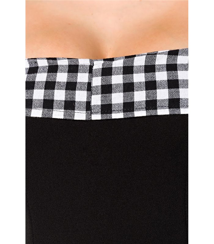 Belsira schulterfreies Swing-Kleid schwarz/weiss - midi Kleider
