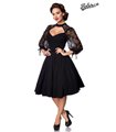 Kleid im Retro-Stil mit Herzausschnitt & schmalem Stehkragen schwarz SALE