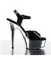 Plateau High Heels DELIGHT-609 - Schwarz/Chrom