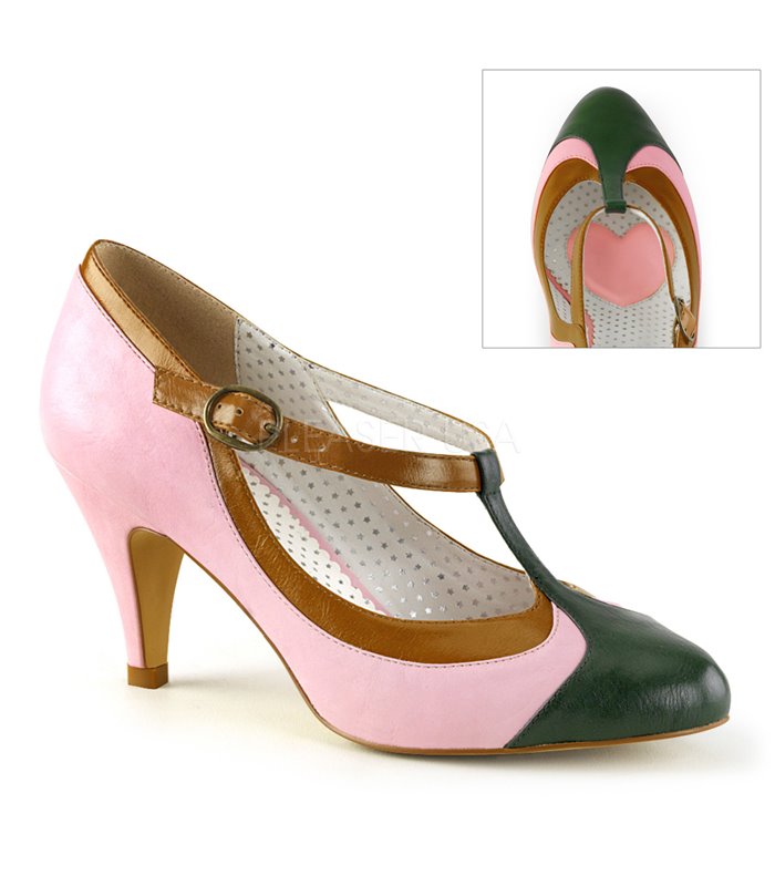 Retro T-Riemchen Pumps PEACH-03 - Rosa