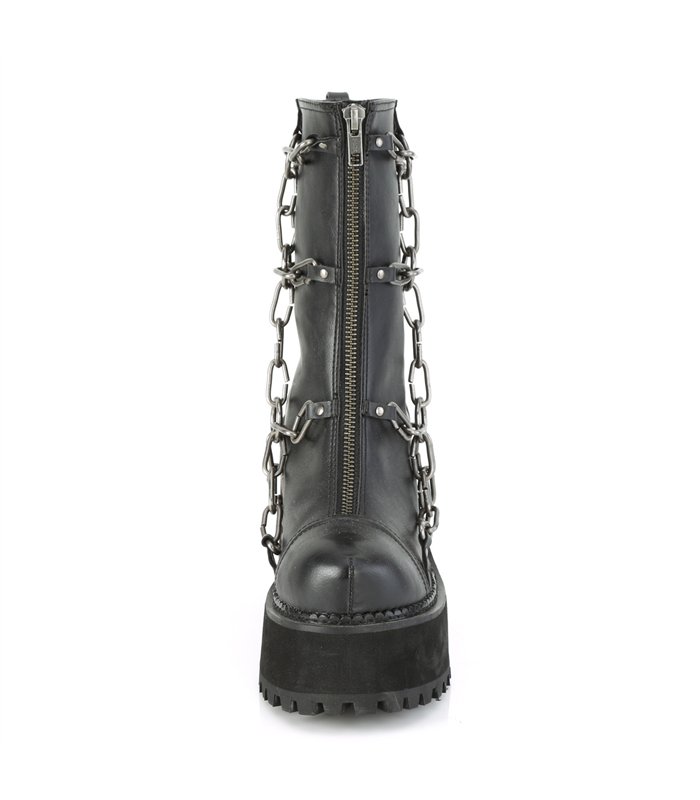 Gothic Ankle Boots ASSAULT-66 - Lederimitat Schwarz