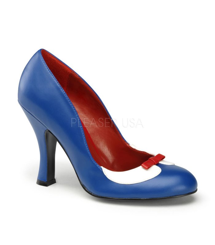 Pin Up Couture Pumps SMITTEN-05 Navy Blau-Weiss Kunstleder