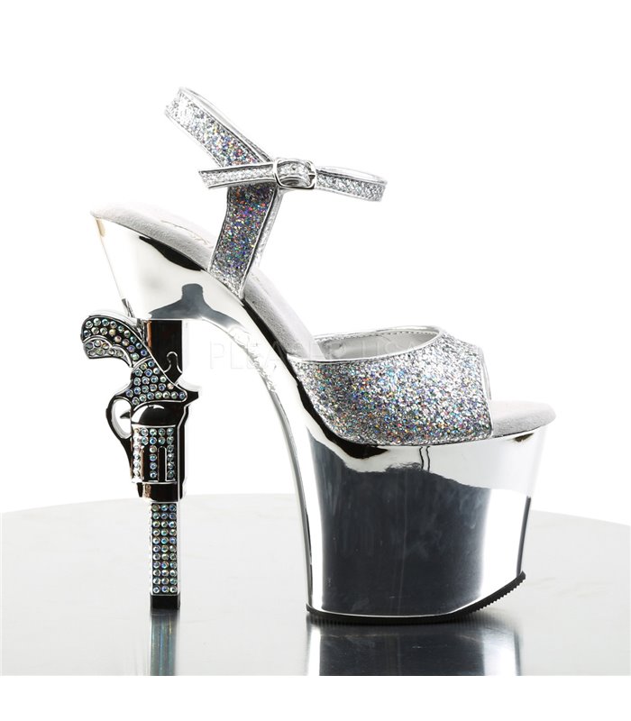 Plateau High Heels REVOLVER-709G - Silber