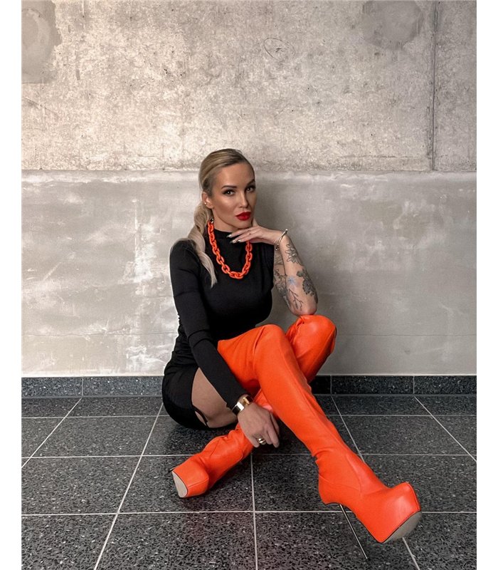 Giaro Overknee Plateau Stiefel BRISA Orange Matt