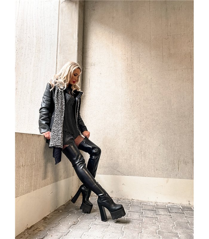 Giaro Overknee Plateau Stiefel CAUTION Schwarz Matt