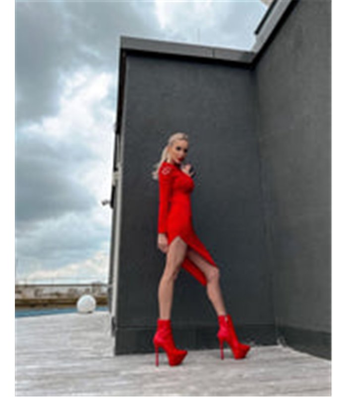 Giaro Delphina Platform Ankle Boots Red Matte