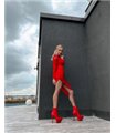 Giaro Delphina Platform Ankle Boots Red Matte