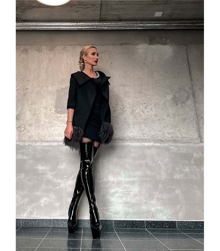 Giaro Platform Overknee Destinia Zwart Lakleer