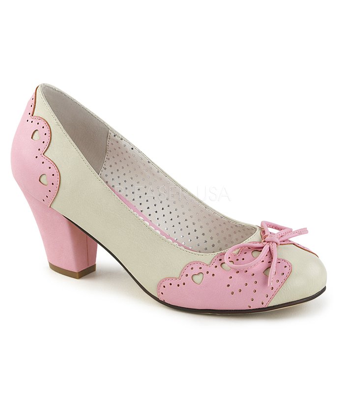 Retro Pumps WIGGLE-17 - Creme/Rosa