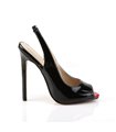 Lack Stiletto Peeptoe Slingpumps SEXY-08 - Schwarz