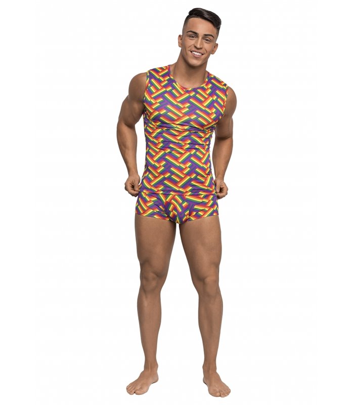 Fitness Tank Top im Print Look für Herren - Mehrfarbig