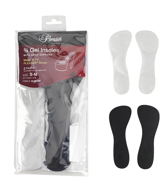 GI-001ML 3/4 gel binnenzool zwart/wit | Pleaser