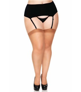 Netz Strümpfe mit dunklem Gummi Queensize schwarz  | Leg Avenue Netz Strümpfe mit dunklem Gummi Queensize schwarz  | Leg Avenue
