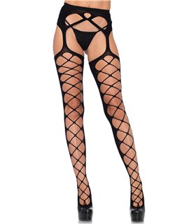 Diamond net opaque stockings