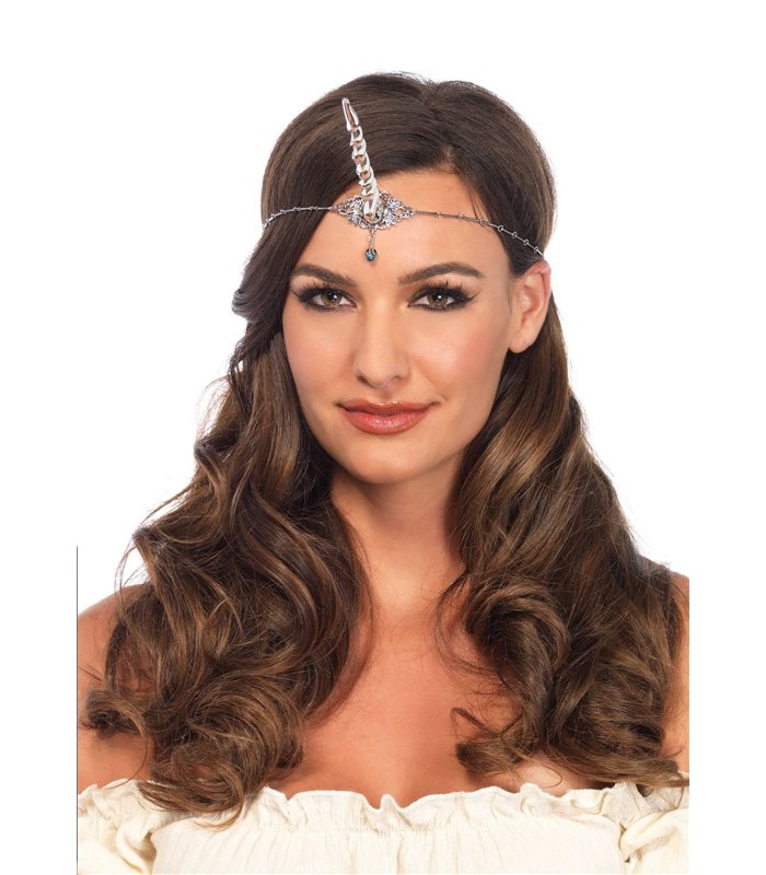 Einhorn Kopfkette Silber mit Strass | Leg Avenue