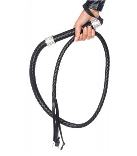 Schwarze Handpeitsche mit Strass am Griff | Leg Avenue 