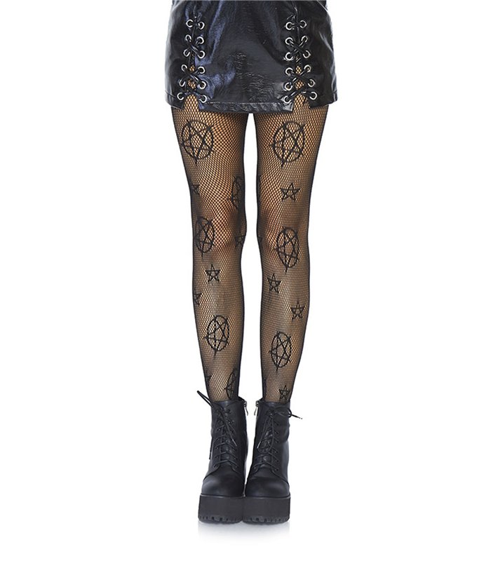 Netzstrumpfe transparent mit schwarzer Schlange | Leg Avenue