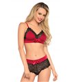Satin spandex bralette, string