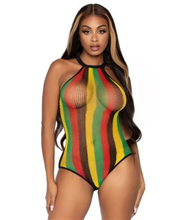 Rasta bodysuit w. snap crotch