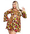 Blumen Kleid Hippie Kostüm mehrfarbig Queen size | Leg Avenue