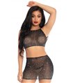Durchsichtiges Spandex-Crop-Top und -Rock, mit Strass | Leg Avenue