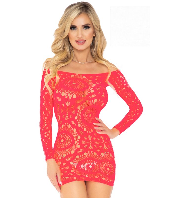 Lace long sleeved mini dress