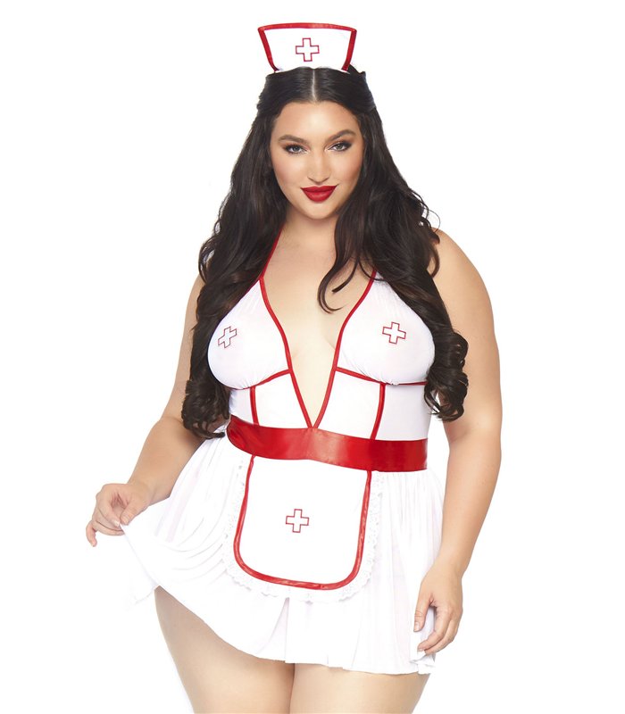 Sexy Krankenschwester Kostüm Plussize weiß| Leg Avenue
